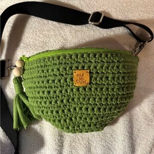 Green Crocheted Crossbody Bag